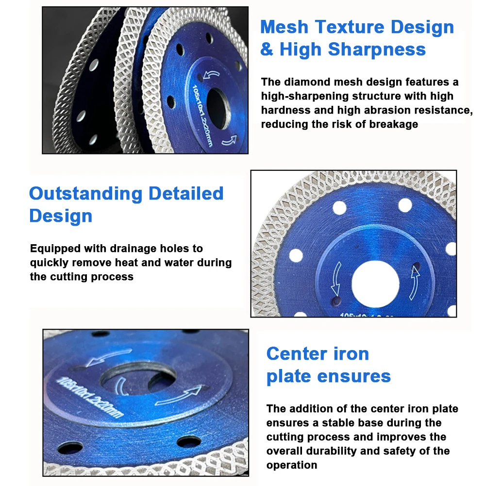 125mm Diamond Sawblade with Mesh Texture Design Ceramic Marble Cutting Disc for Marble Cutting Tool Angle Grinding Machine
