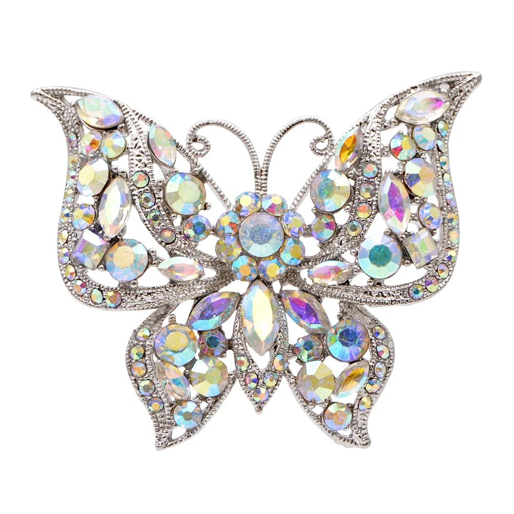 Exquisite Creativity Rhinestone Butterfly Brooch Winter Dark Color Pin Insect Coat Brooch Fashion Jewelry