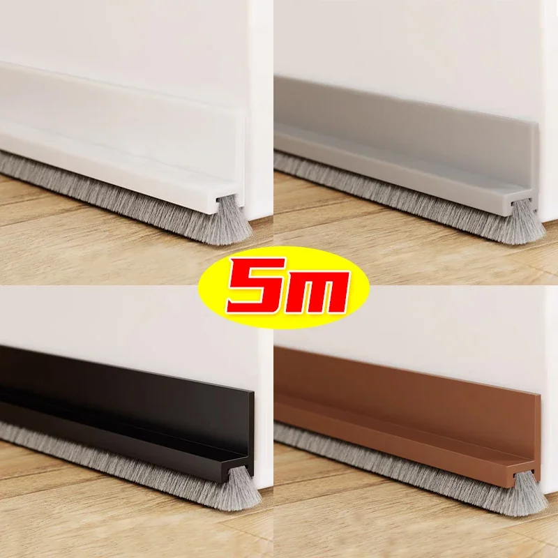 문짝 바닥 브러시 도장 스트립, 브러시 먼지 방지 고무 차단제, 곤충 방지, 소음 감소, 자체 접착 도장 스트립, 5 m, 3 m, 1m