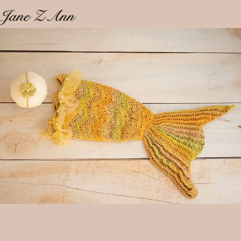 Yarn edge beauty fish tail woven suit headwear newborn photography props baby girl boy mermaid costume