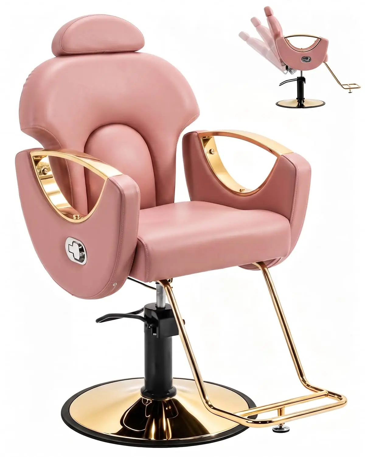 Reclining Barber Chair Heavy Duty 360 Swivel Adjustable Height Salon Furniture for Beauty Barbershop, Customized