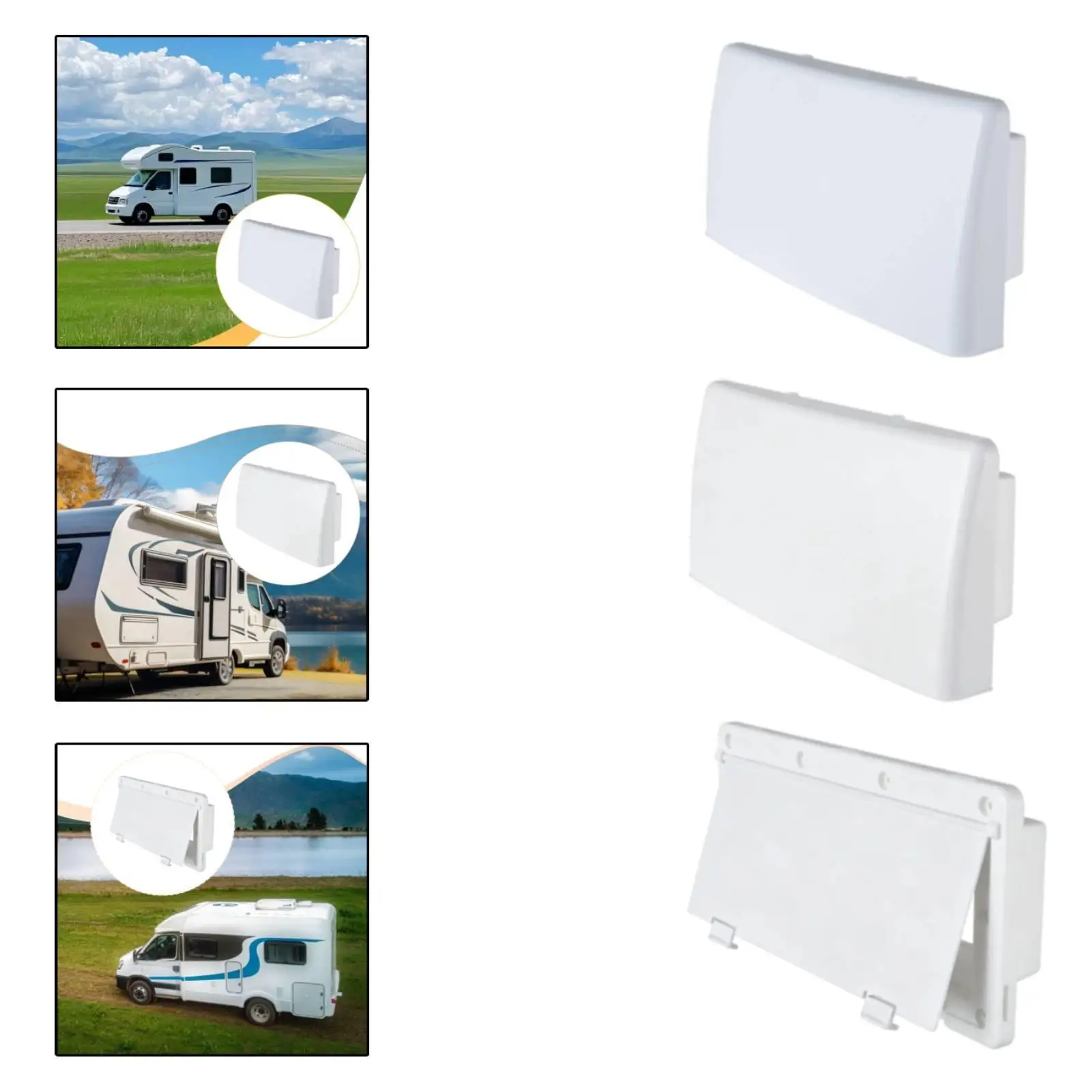 RV Side Wall Vent Cover Aerodynamic Rainproof Exhaust Louver Socket Style Base for Trailer Camper and Marine