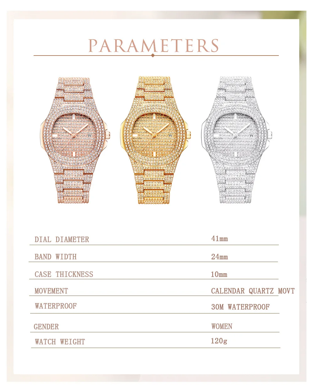 New Fashion Hot Unisex Watch Iced Out Quartz Watch Men High Quality Stainless Steel Diamond Woman Watches Top Brand Luxury Clock