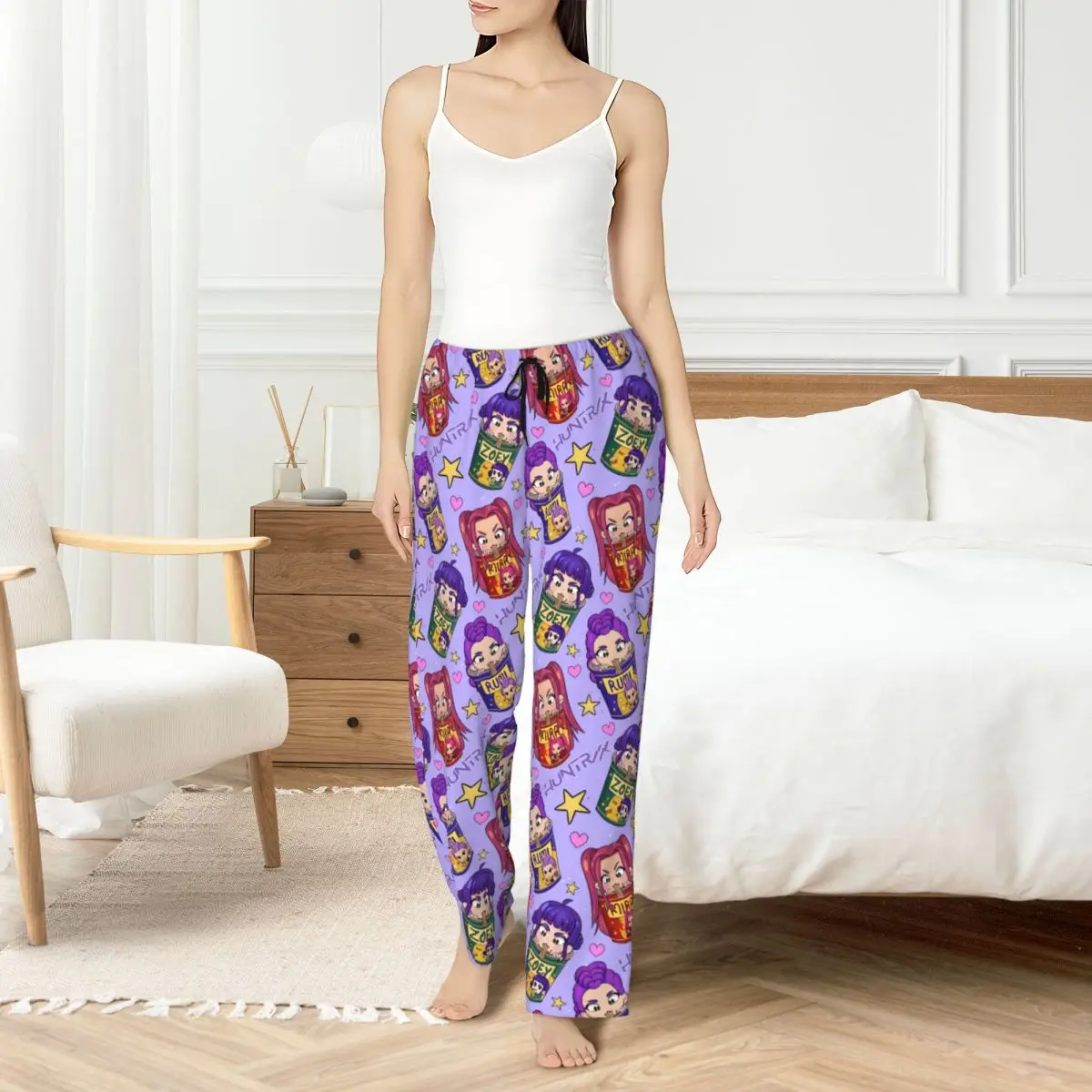 

Custom Women Kpop Hunter Demons Pajama Pants Print Huntrix Sleep Sleepwear Bottoms with Pockets