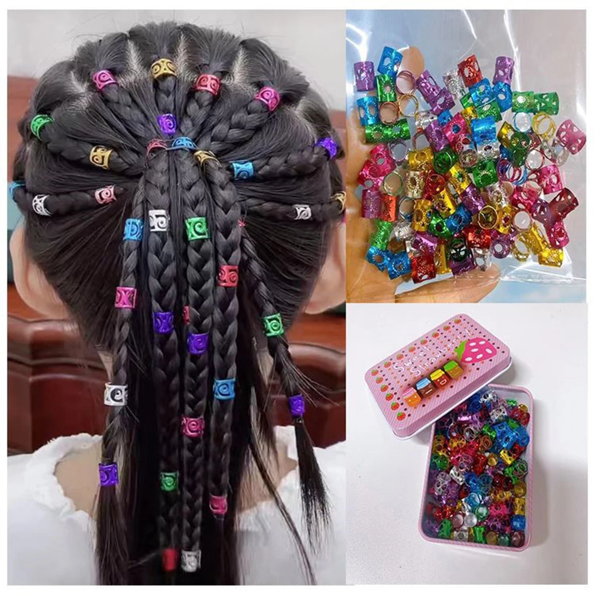 DIY สกปรก braid ผมผูกหัวเข็มขัดกลวงนูนผมผูกหัวเข็มขัดวิกผมแหวนตกแต่งผมหัวเข็มขัดแนวโน้มแฟชั่น