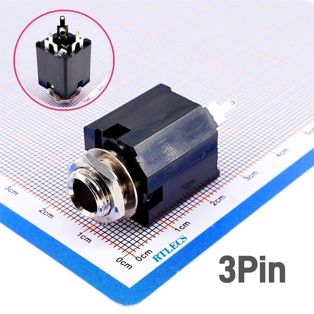 2 5 20 PCS 6.35 mm Phone Jack 3 5 9 Pin Stereo Type Dual Tracks TRS Audio Connector Guitar Instrument Panel Mount Screw Vertical