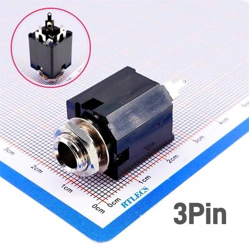 Imagen 2 del producto 2 5 20 Uds conector de teléfono de 6,35mm 3 5 9 pines tipo estéreo pistas duales conector de Audio TRS tornillo de montaje en Panel de instrumentos de guitarra Vertical