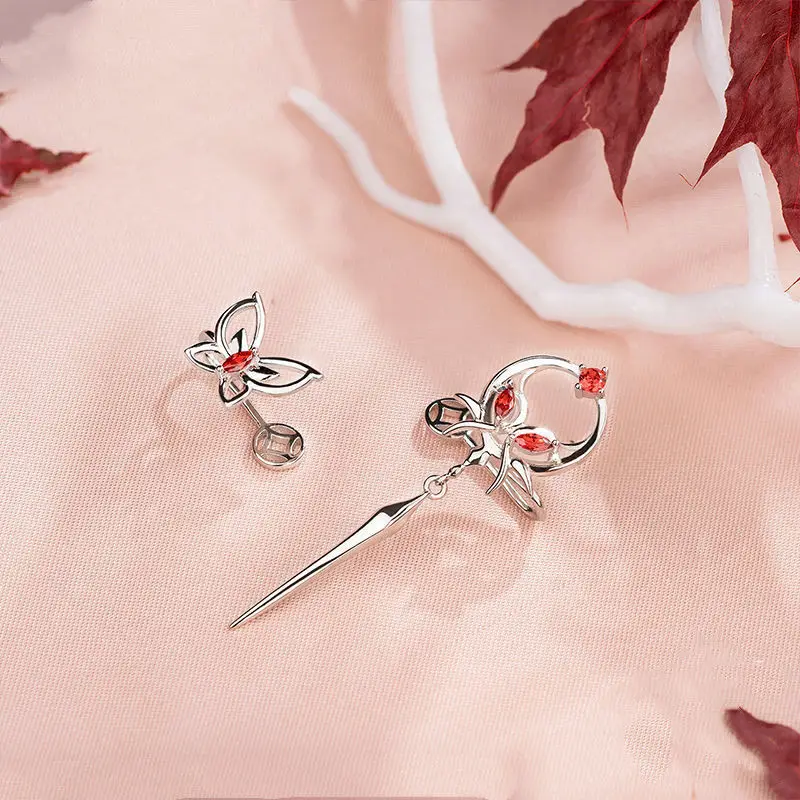 Anime Tian Guan Ci Fu Earring Heaven Official’s Blessing Hua Cheng Xie Lian Cosplay Women Ear Clip Studs Pendant Jewelry Gifts