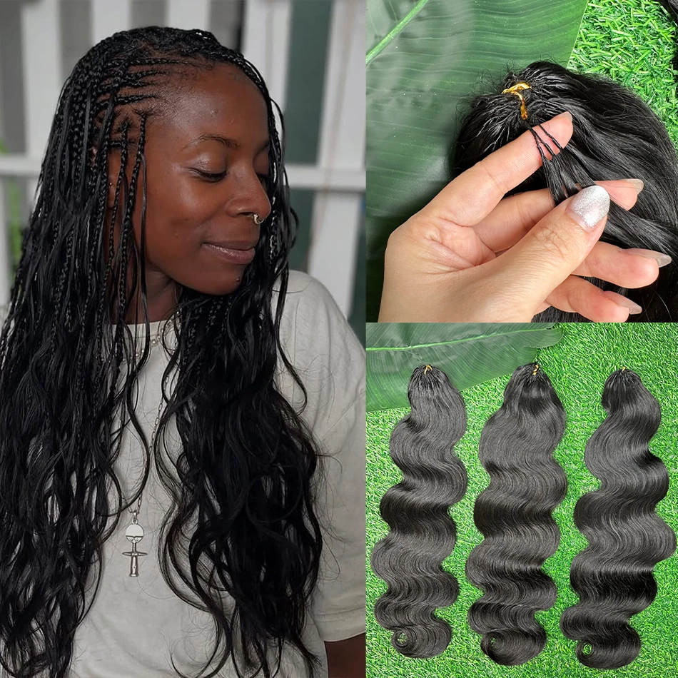 Cheveux humains au crochet en plumes Namu, ondulés, pour tresses bohèmes Miracle Knots, pré-bouclés, réutilisables, 100 % cheveux humains pour femmes noires