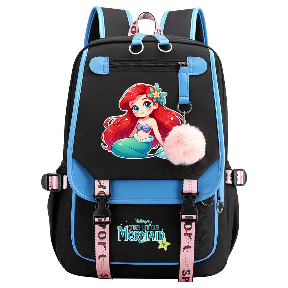 USB Women Bagpack Boys Girls Kids School Book Bags Ariel princess The Little Mermaid Teenagers Laptop Travel Student Backpack