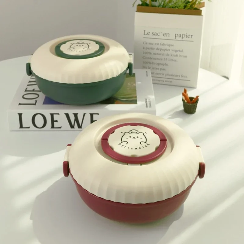 Bento Box a doppio strato di grande capacità con scomparto per salsa Scatola da pranzo in plastica termica per microonde per scatola da pranzo portatile per studenti