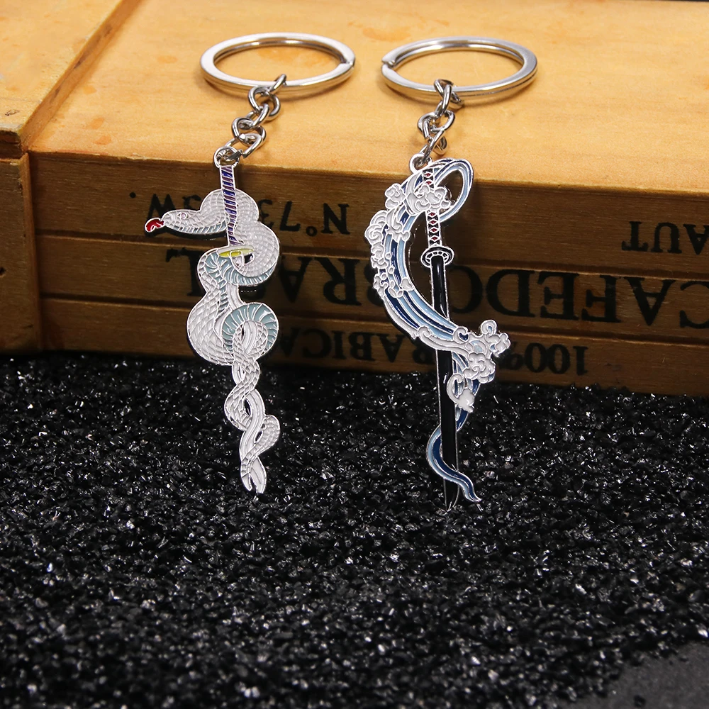 Anime Demon Slayer Sword Metal Keychain Kimetsu no Yaiba Kamado Tanjirou Nezuko Shinobu Weapon Pendant Keyring Cosplay Jewelry image 4
