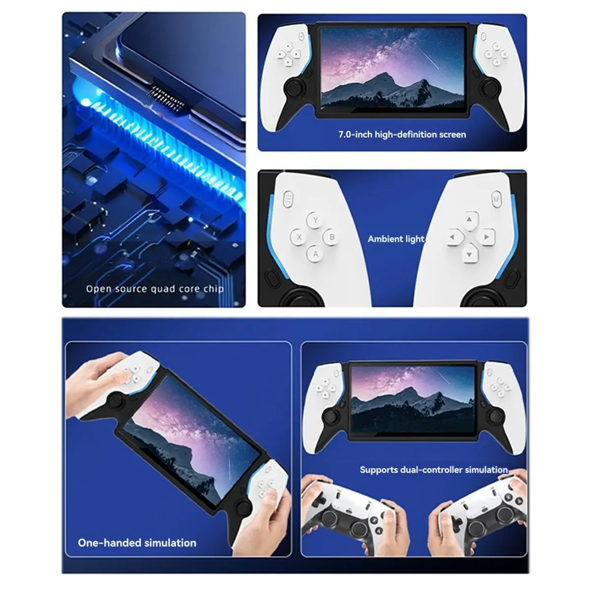 Y828A~!#7Inch Dual Joystick Handheld Game Console Pro with Handle Supports 30+ Emulators Gift for Gaming Enthusiasts B view 5