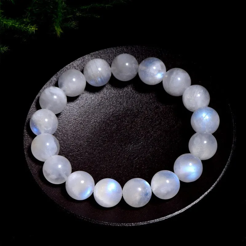 

6mm 8mm 10mm High Quality Natural Color Blue Moonstone Stone Handmade Bracelet Elasticity Jewelry Smooth Round Beads 18cm sk309