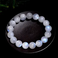 6mm 8mm 10mm High Quality Natural Color Blue Moonstone Stone Handmade Bracelet Elasticity Jewelry Smooth Round Beads 18cm sk309