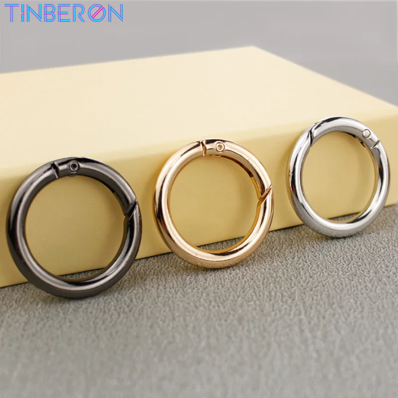 

TINBERON Circle Metal Spring Snap Hook O Ring Openable Key Ring Buckle High Quality Hardware Accessories Gold Silver Gun Buckle