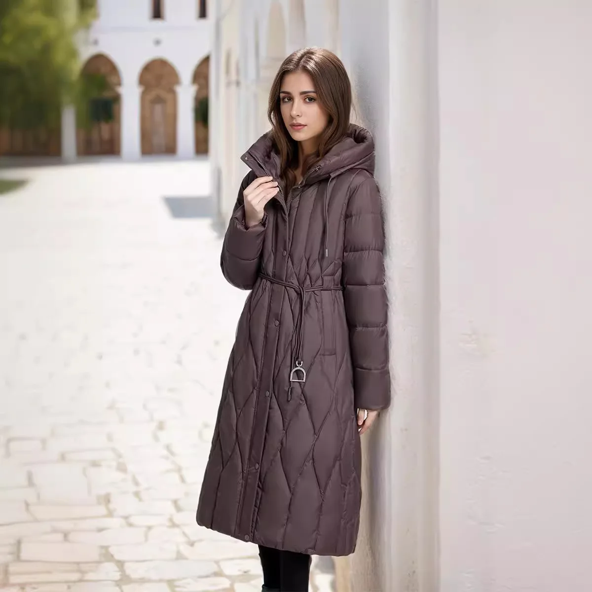 Women\'s Winter Parka Female Slim Fit Cotton Jacket For Women Long Thick Hooded Jacket Over The Knee Cotton Coats Outerwear