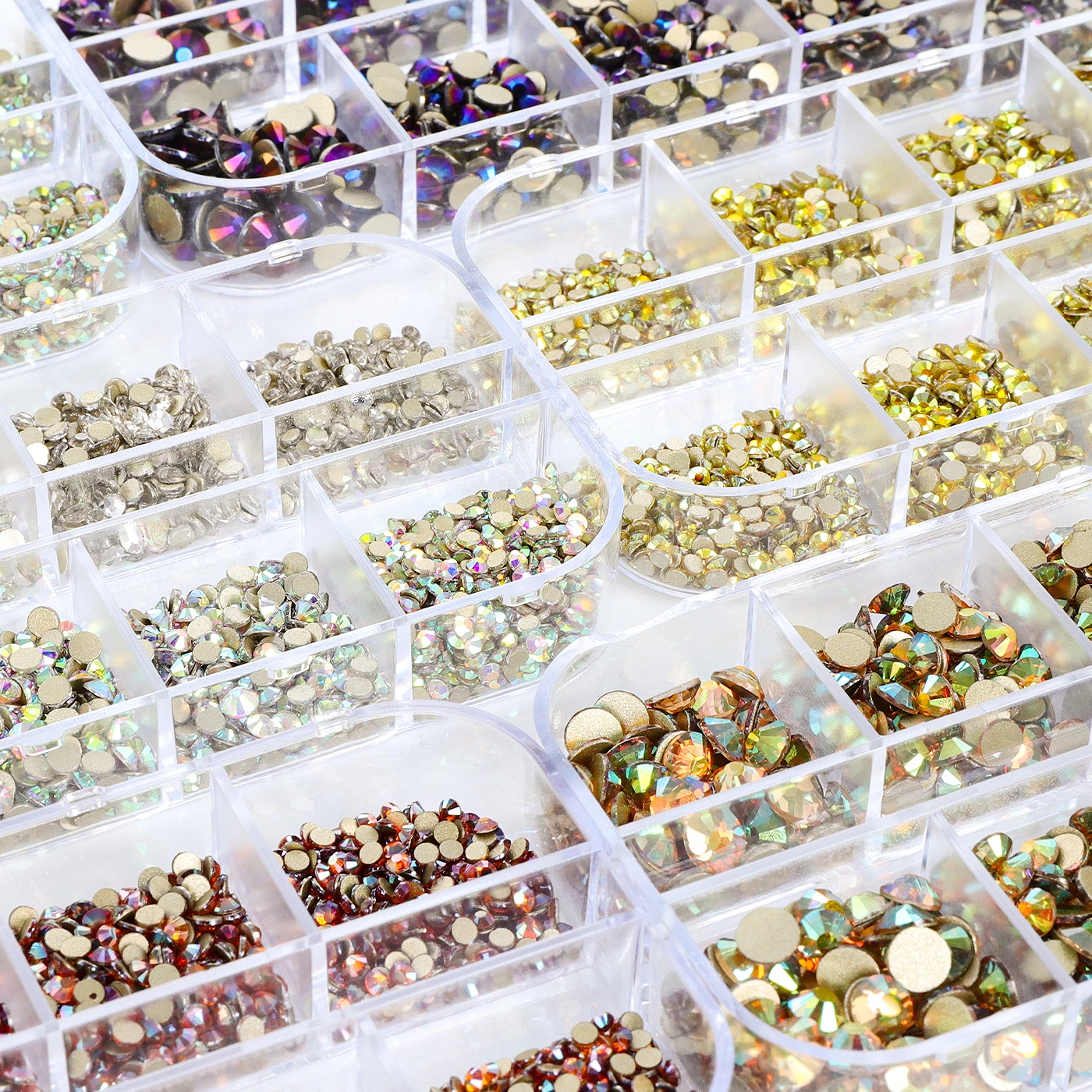 SS6-SS20 Mix 12 Grids Glass Rhinestones Crystal Diamonds For Nail Art Glitter Diamonds Decorative DIY Nail Art Accessories