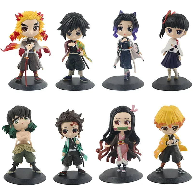 15cm Figurka Anime Demon Slayer Lalka Zabawka Nezuko Tanjirou Zenitsu Inosuke Kyoujurou Shinobu Giyuu Qposket Model Zabawka Prezent Świąteczny dla Dzieci