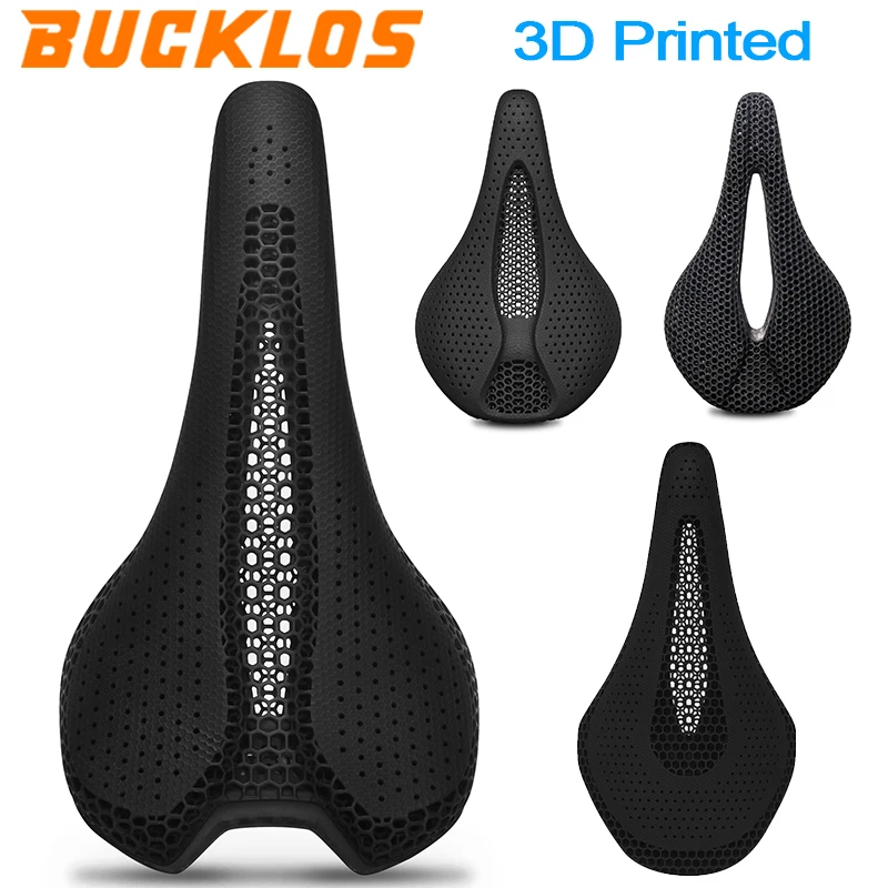 Bucklos 3d impresso sela de bicicleta de carbono 143mm 155mm 3d impresso almofada do assento da bicicleta cascalho de náilon estrada mtb assento parte da bicicleta
