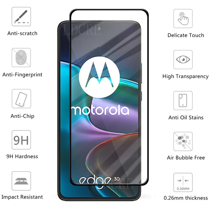 4-in-1 For Motorola Moto Edge 30 Glass For Moto Edge 30 Tempered Glass Full Cover Screen Protector For Moto Edge 30 Lens Glass