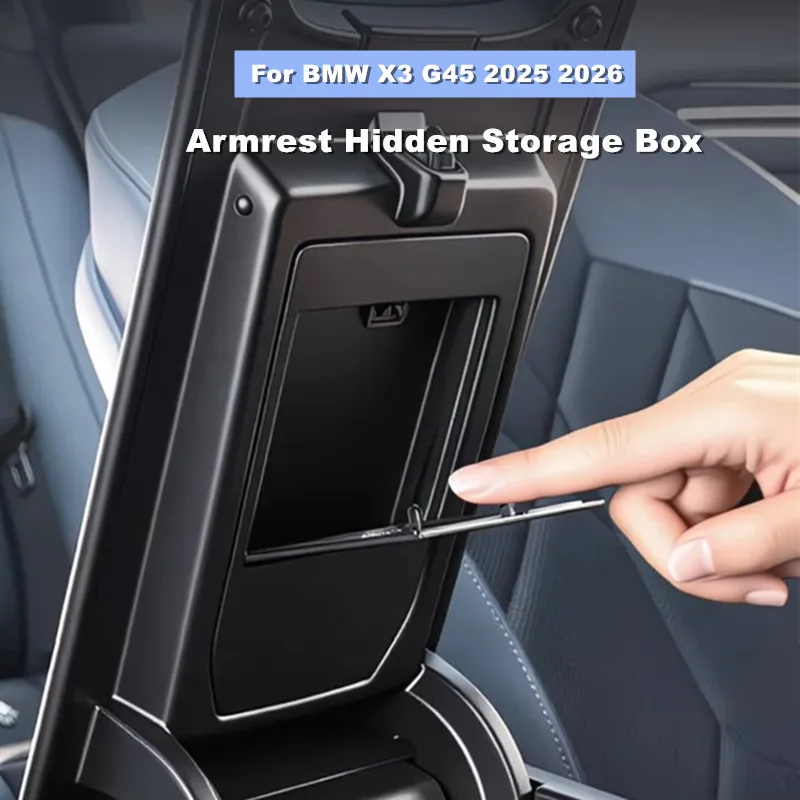 

Центральная консоль автомобиля, подлокотник из АБС-пластика, скрытый ящик для хранения, лоток-органайзер, наклейка для BMW X3 G45 2025 2026, аксессуары для интерьера