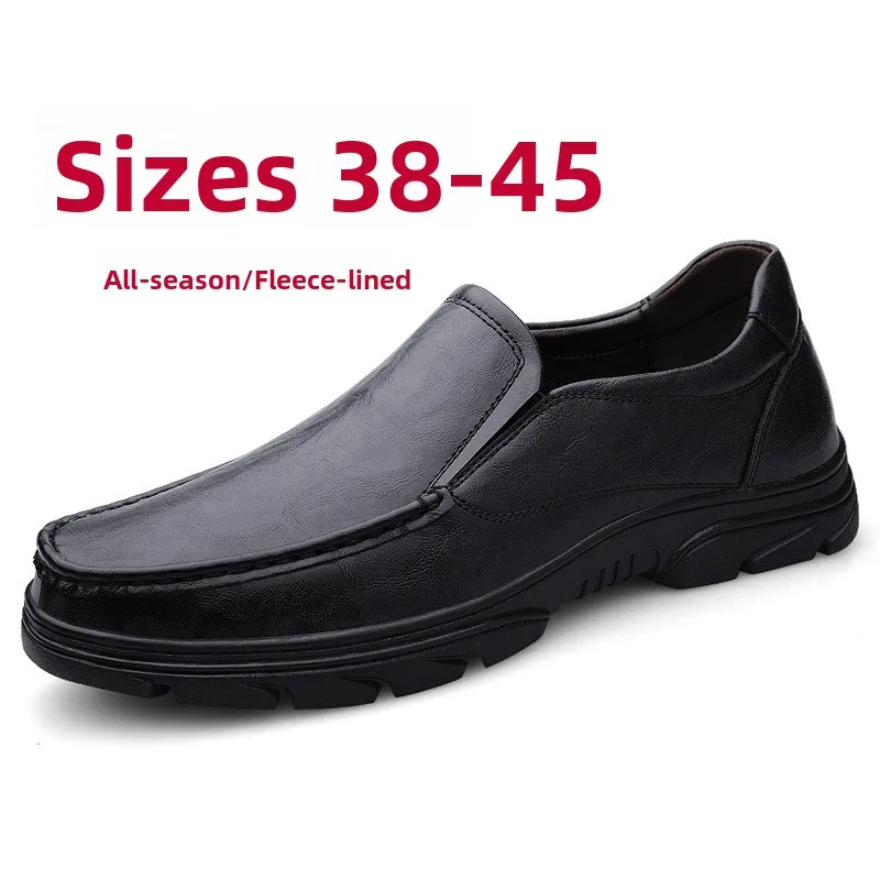 

Busin Casual Large Size Leather oes Men's Fall New Sle Fce Lined Slip on Soft Bot oes Wear Resistant Breathabl...