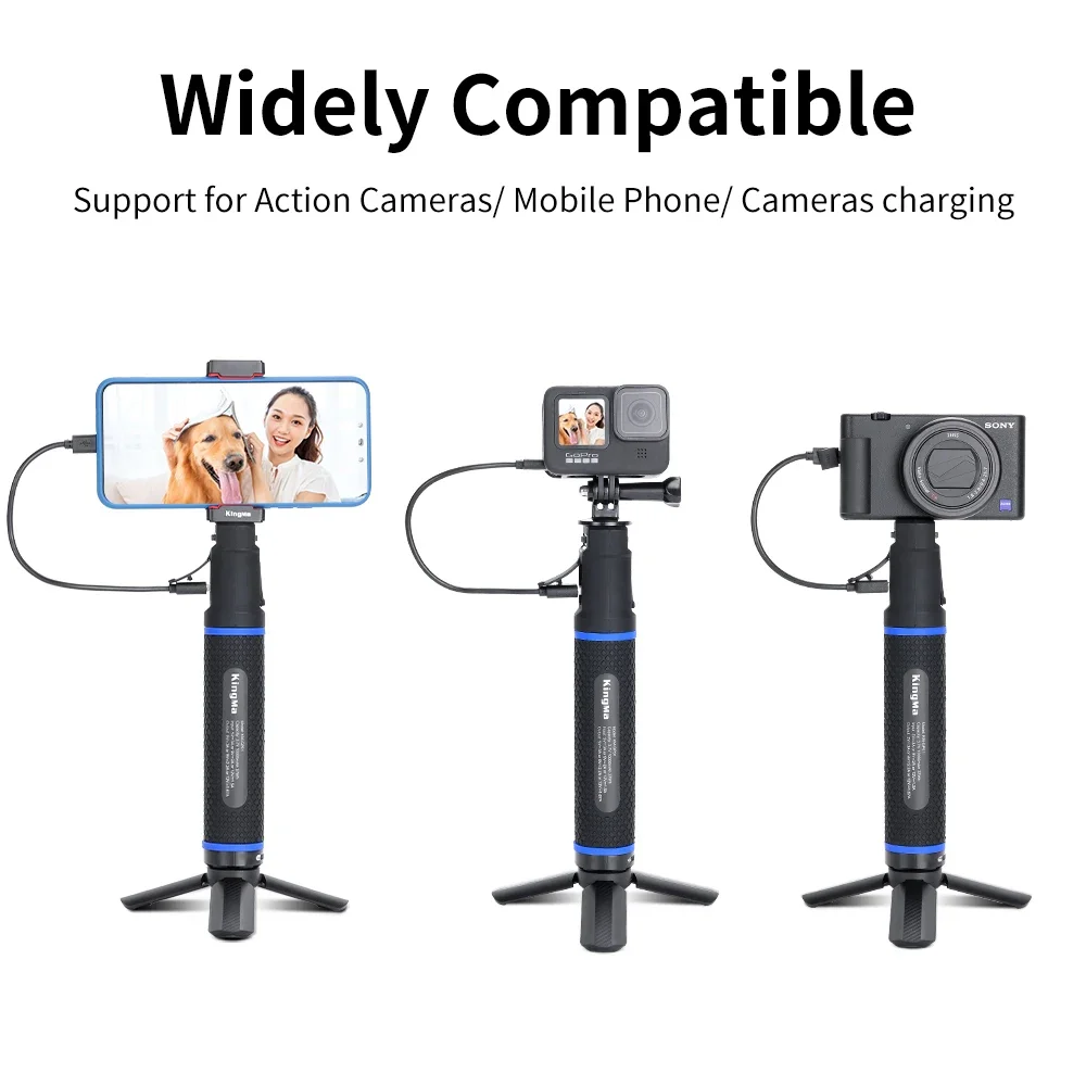 

NEW KingMa-GP01 10000mAH Power Bank Battery Hand Grip Selfie Stick for GoPro Hero10 9 8 7 6 5 Phone DSLR Camera 20W PD/QC Charge