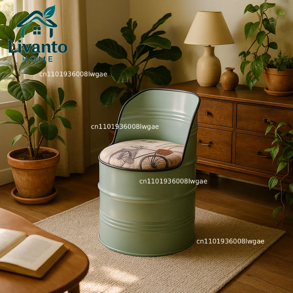 

Paint Bucket Stool, Iron Art, Creative Storage Seat, Commercial Retro Low Stool, Bars, Shopping Malls Oil
