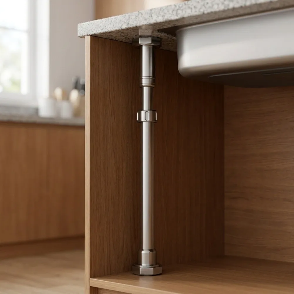 Stainless Steel Support Bracket for Basin Installation Under Countertop with 144kg Load Rating and Adjustable Length Function