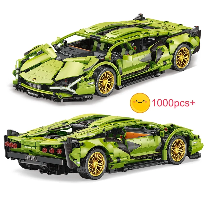 MOC Technical Racing Power Sport Car Model Building Blocks  Green Speed Supercar Brick Toy Birthday Christmas Halloween Gifts