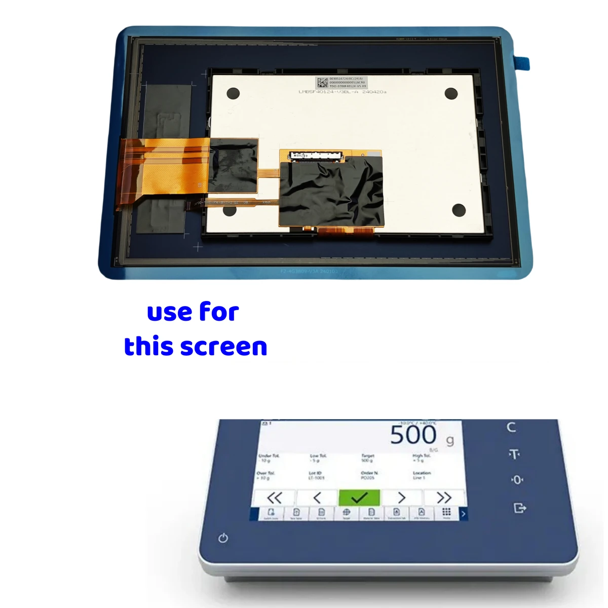

TDO-070F40124-V5 7" LCD Display WIth Glass Touch Panel for Mettler Toledo Ind700 Weighing Indicators Repair LMB5F40124-V3BL-A