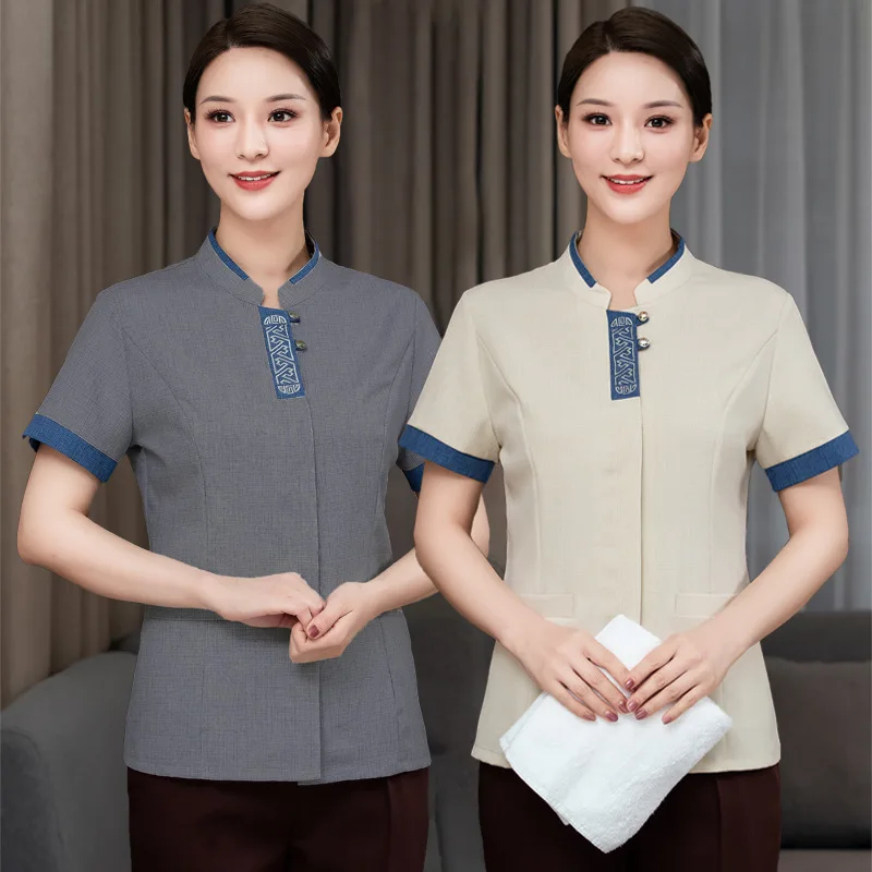 

Hotel Cleaning Work Clothes Short Sleeve Summer Female Community Property Hotel Guest Room Hospital Cleaner Aunt Cleaning Servic