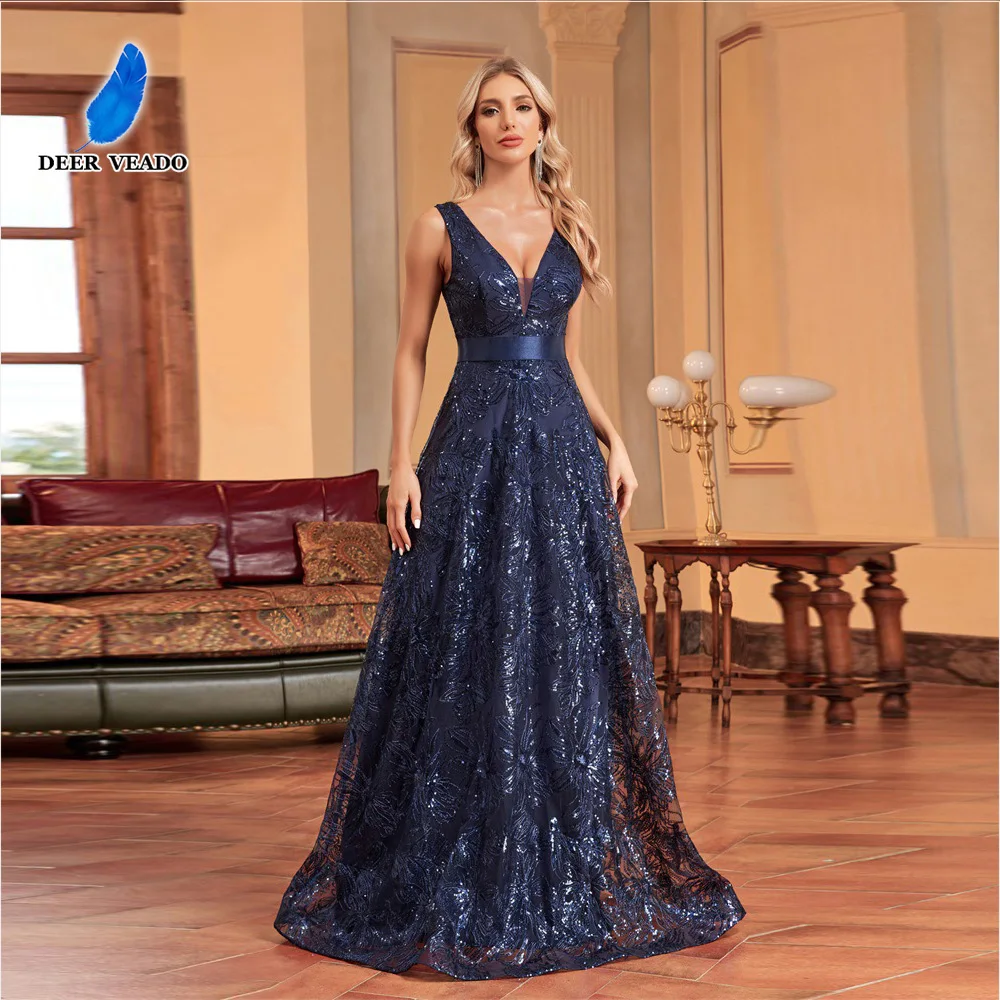 

DEERVEADO женские сексуальные вечерние платья с глубоким v-образным вырезом, длинные вечерние платья для особых случаев, платья для выпускного вечера Robe De Soiree