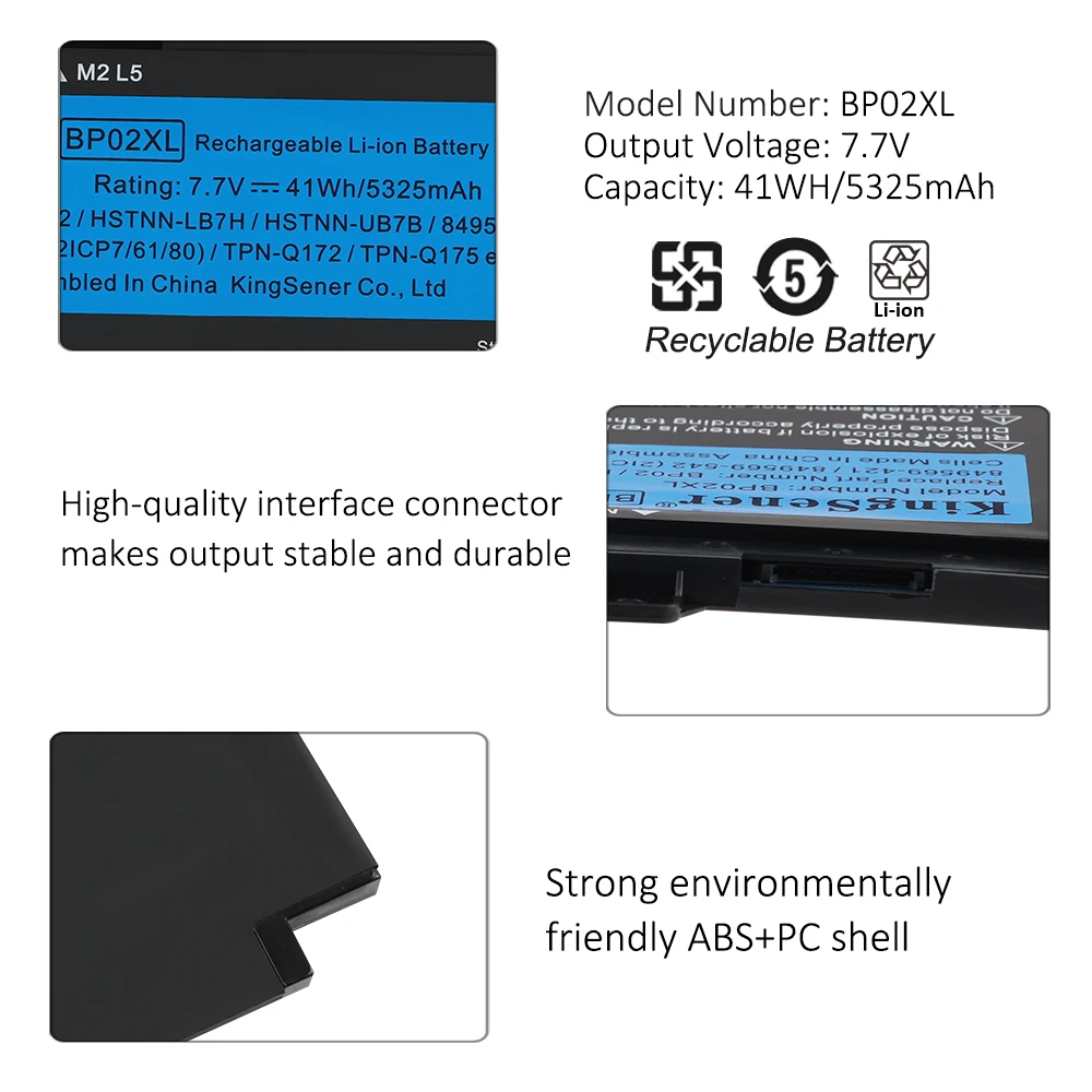 KingSener 7.7V 5150mAh BP02XL Laptop Battery For HP Pavilion PC 15 15-AU 849909-850 849569-421 HSTNN-LB7H BP02041XL HSTNN-UB7B