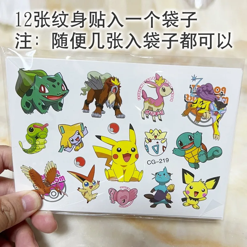 Pokemon Tattoo Stickers Waterproof Cute Pikachu Sticker Funny Cartoon Kids Girls Christmas Birthday Gift Reward Toy