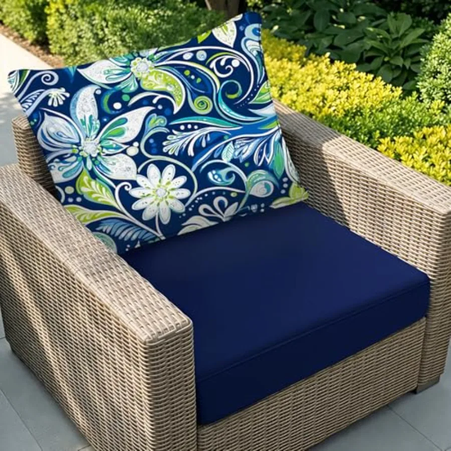 

Комплект подушек для уличной мебели 24x24 дюйма, водонепроницаемые, для патио, со съемным чехлом, глубокие подушки для сиденья и спинки с завязками, сменные