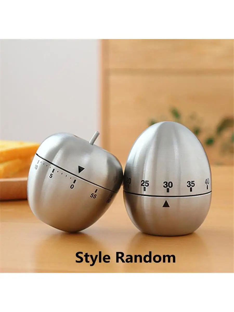 Creative Stainless Steel Apple Eggs Shape Kitchen Timer 60 Minutes Mechanical Reminder Countdown Cooking Time Accessories