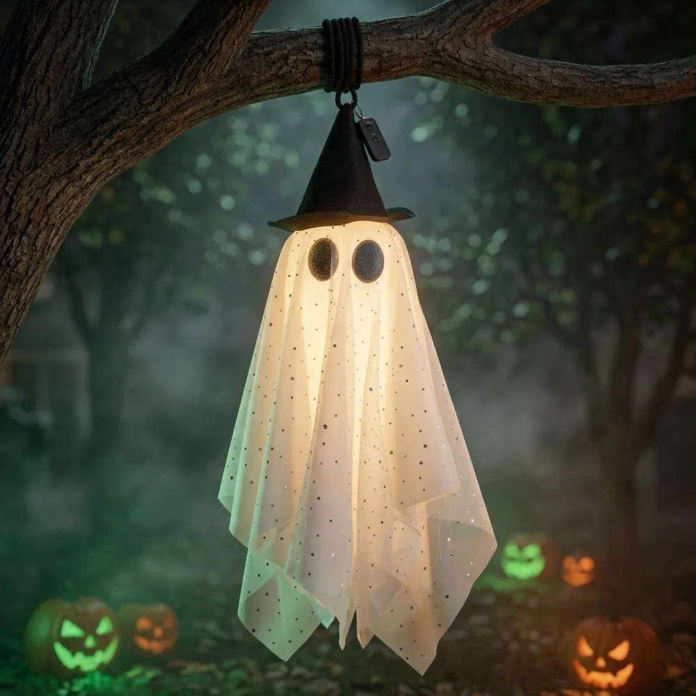 For Halloween Celebrations White Black Hanging Witch Decoration Halloween Weather Resistant Fabric 70cm Tall Figure