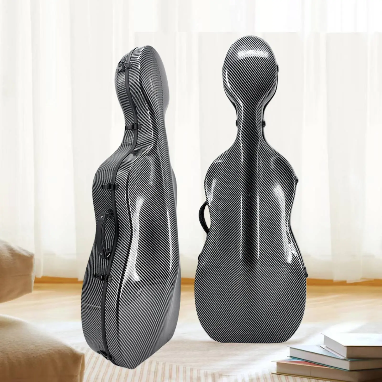

1/2 Size Cello Case Waterproof Hard Cello Travel Case String Instrument Protector Portable Velour Padding for Children