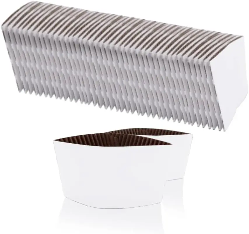 

Disposable Coffee Cup Sleeves for Hot or Cold Drinks Paper Corrugated Cup Jackets 200 Count Color White Fit for 90mm Dia