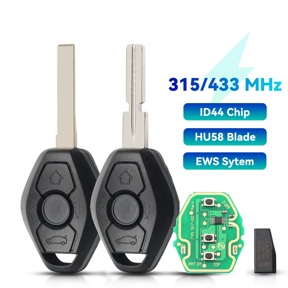 

Печатная плата дистанционного управления Dandkey 315/433 МГц для BMW 3 5 X series 7S E38 E39 E46 EWS System 3 кнопки Сменный брелок Автомобильный ключ