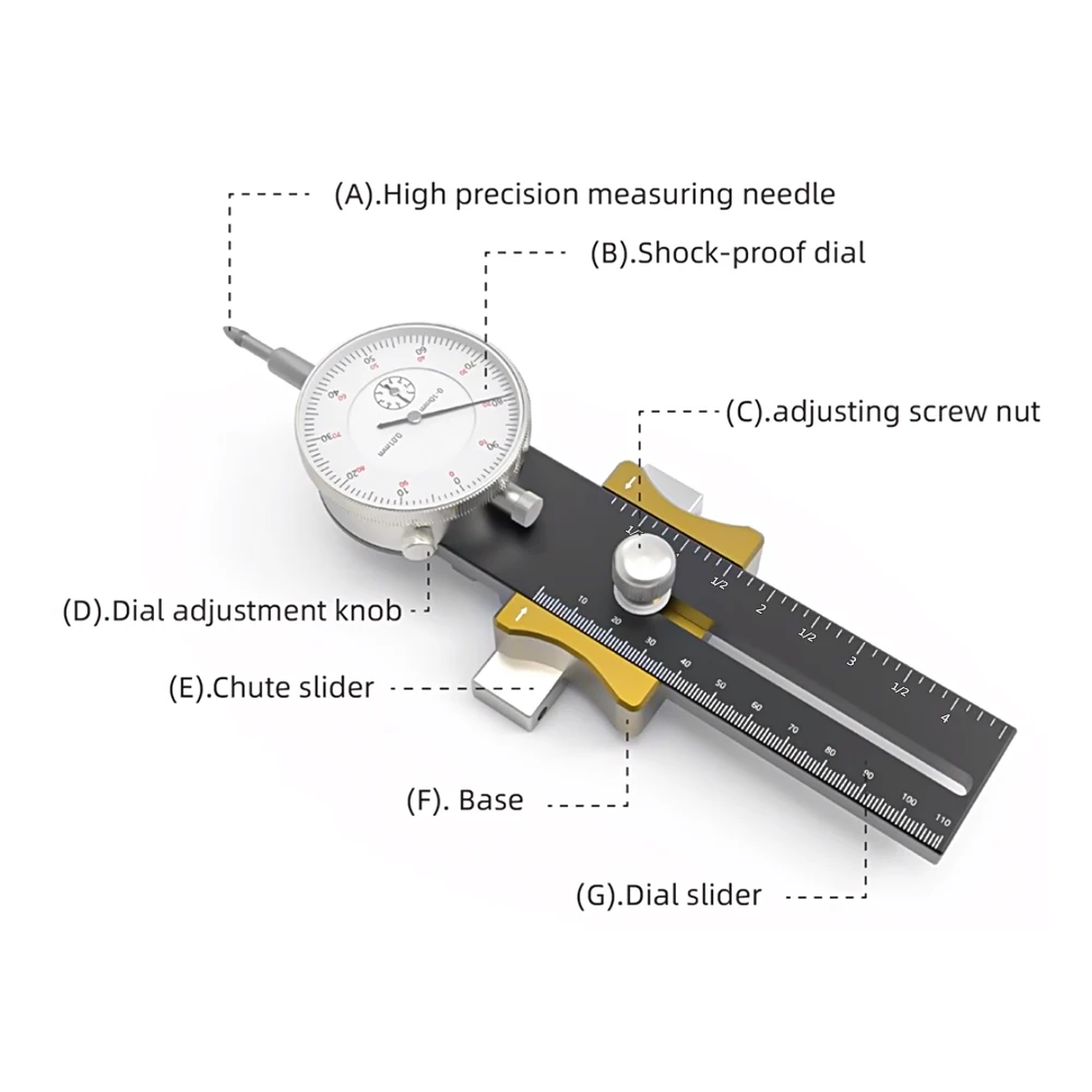 Table Saw Dial Indicator Saw Machine Alignment and Calibration Kit Aluminum Smart Bar Gauge A-Line It Basic Kit for Wood Working