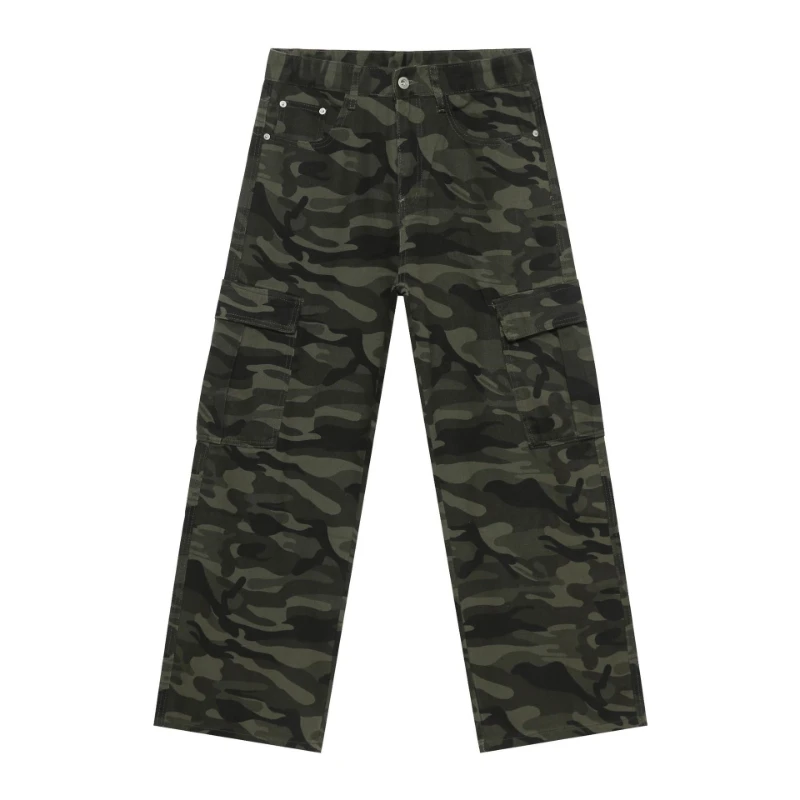 

Cargo Pants Denim Pant Men Jeans Camouflage Vintage Loose High Waist Pockets Straight Trousers Y2k Streetwear Work Casual 2026