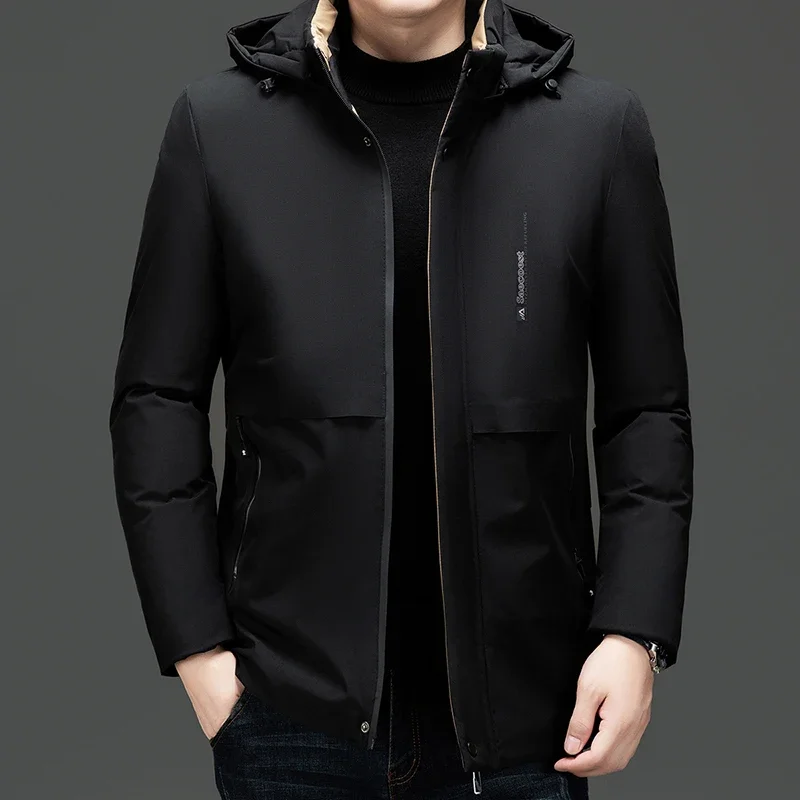 مقنعين سترة الشتاء الرجال سميكة الدافئة هدية للأب الزوج سترة يندبروف سترات موضة جديدة الصوف مقنعين معطف الشتاء