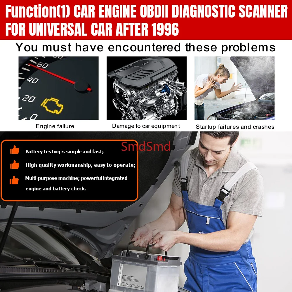 KW851 Car OBDII Diagnostic Scanner Oil Service Light Reset Read Clear Codes O2 Sensor Tester I/M Diagnostic Tool