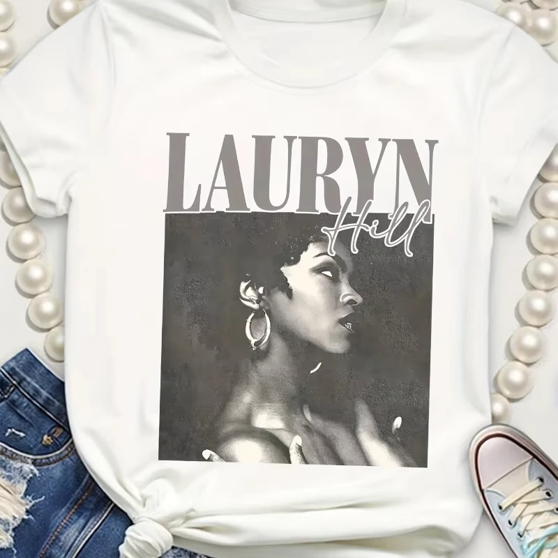 

American Casual Party Women White Cotton Comfortable T-shirt Printed T-shirt Summer New Retro Fashion Men and Women Street Wear