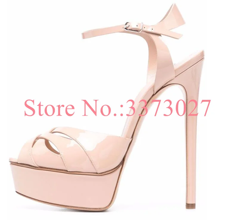 New Nude Black Color Woman Super High Heel Platform Sandals Fashion Lady Peep Toe Pink White Large Size High Heels