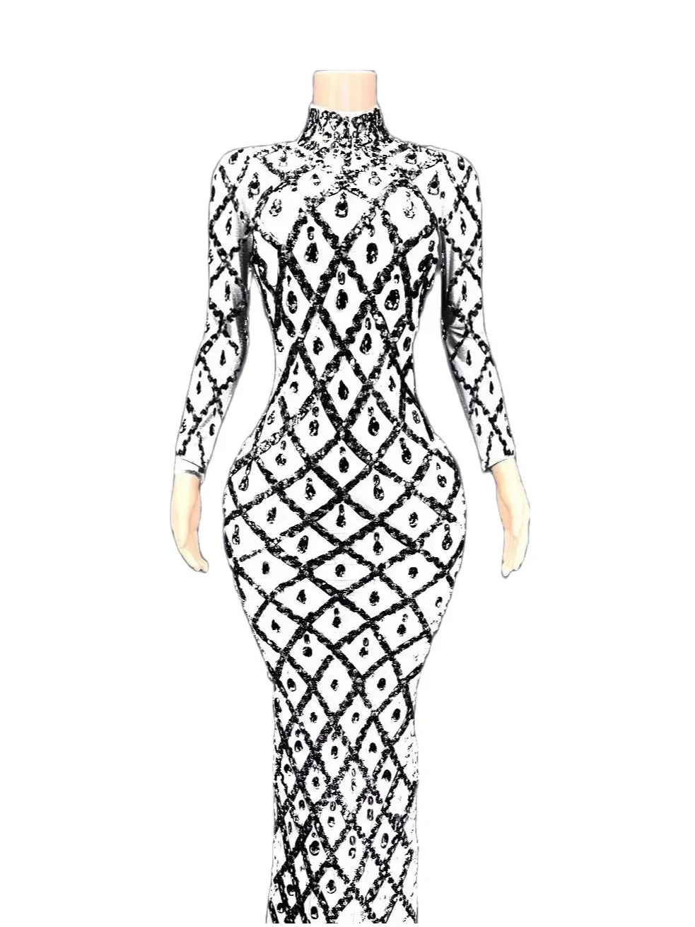 Wielobarwna, błyszcząca sukienka z długimi rękawami, zdobiona kryształkami, seksowna, dla kobiet, na wieczorne przyjęcia, stroje do tańca towarzyskiego.