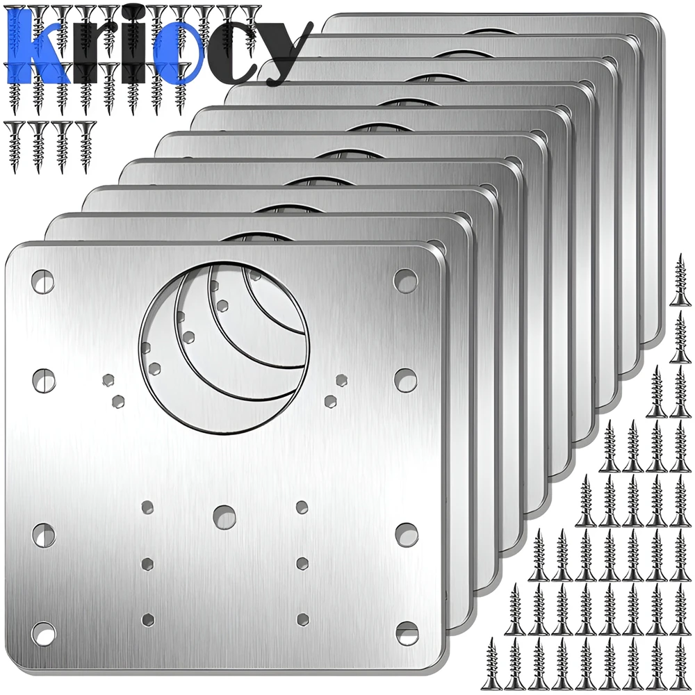 Cabinet Hinge Repair Plate Kit Kitchen Cupboard Door Hinge Mounting Plate With Holes Flat Fixing Brace Brackets Household Tools
